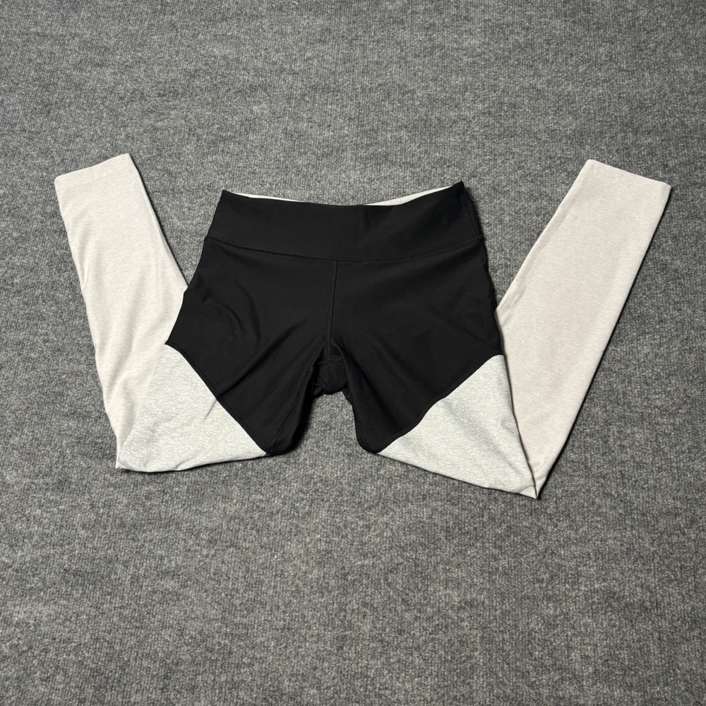 Outdoor Voices Athletic Leggings Womens M Black Gray Colorblock Yoga Activewear